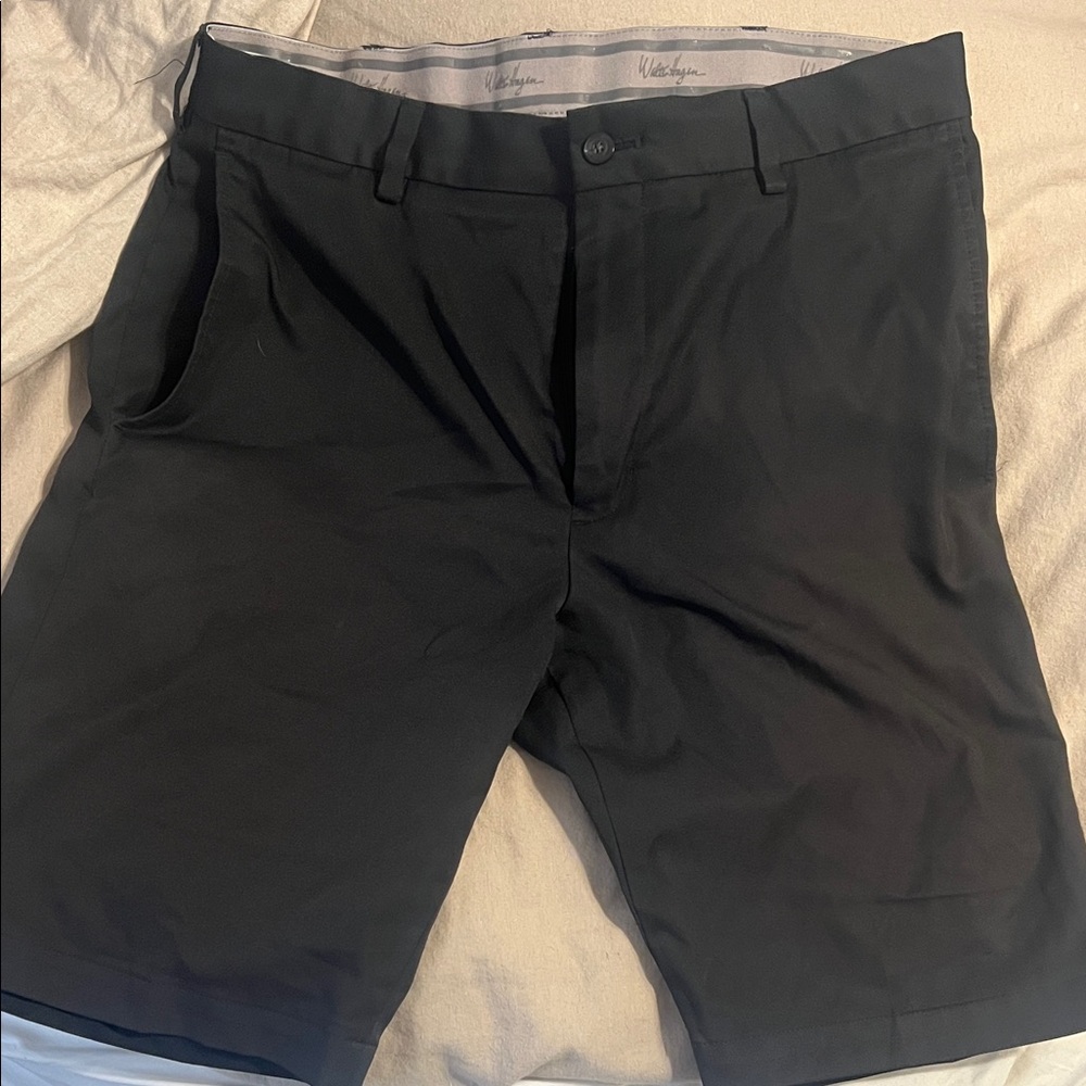 Walter Hagen Black Flat-Front Performance Shorts